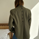 Green button back blazer