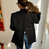 Button back blazer in dark grey