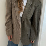 Green and grey houndstooth contrasted blazer