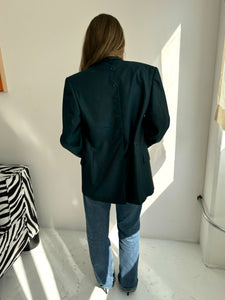 Petrolium blue button back blazer