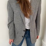 Blue and grey structured contrasted blazer