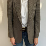 Chocolate brown and white houndstooth blazer