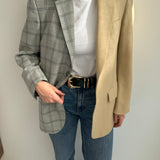 Grey checked and beige contrasted blazer