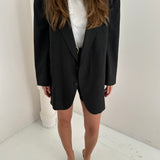 Charcoal button back suit with shorts