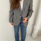 Blue and grey structured contrasted blazer