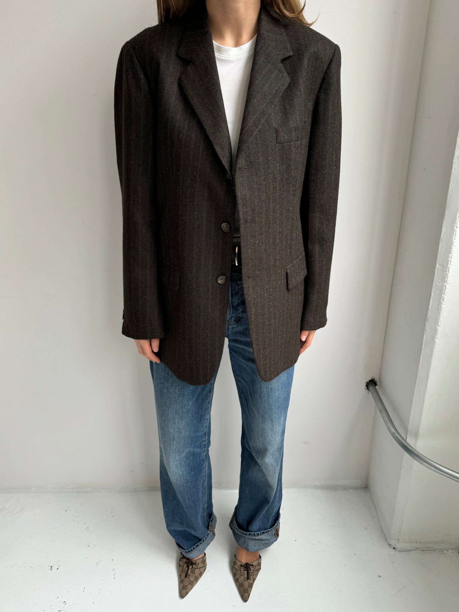 Chocolate brown wool blazer