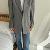 Grey pinstriped button back blazer