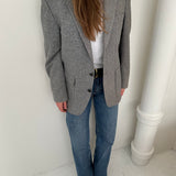 Blue and grey structured contrasted blazer