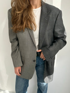 Grey and houndstooth blue contrasted blazer