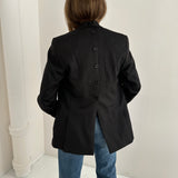 Black pinstriped button back blazer