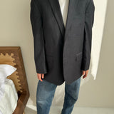 Grey pinstriped button back blazer