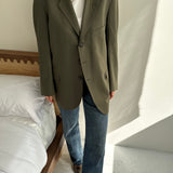 Green button back blazer