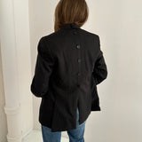 Black pinstriped button back blazer