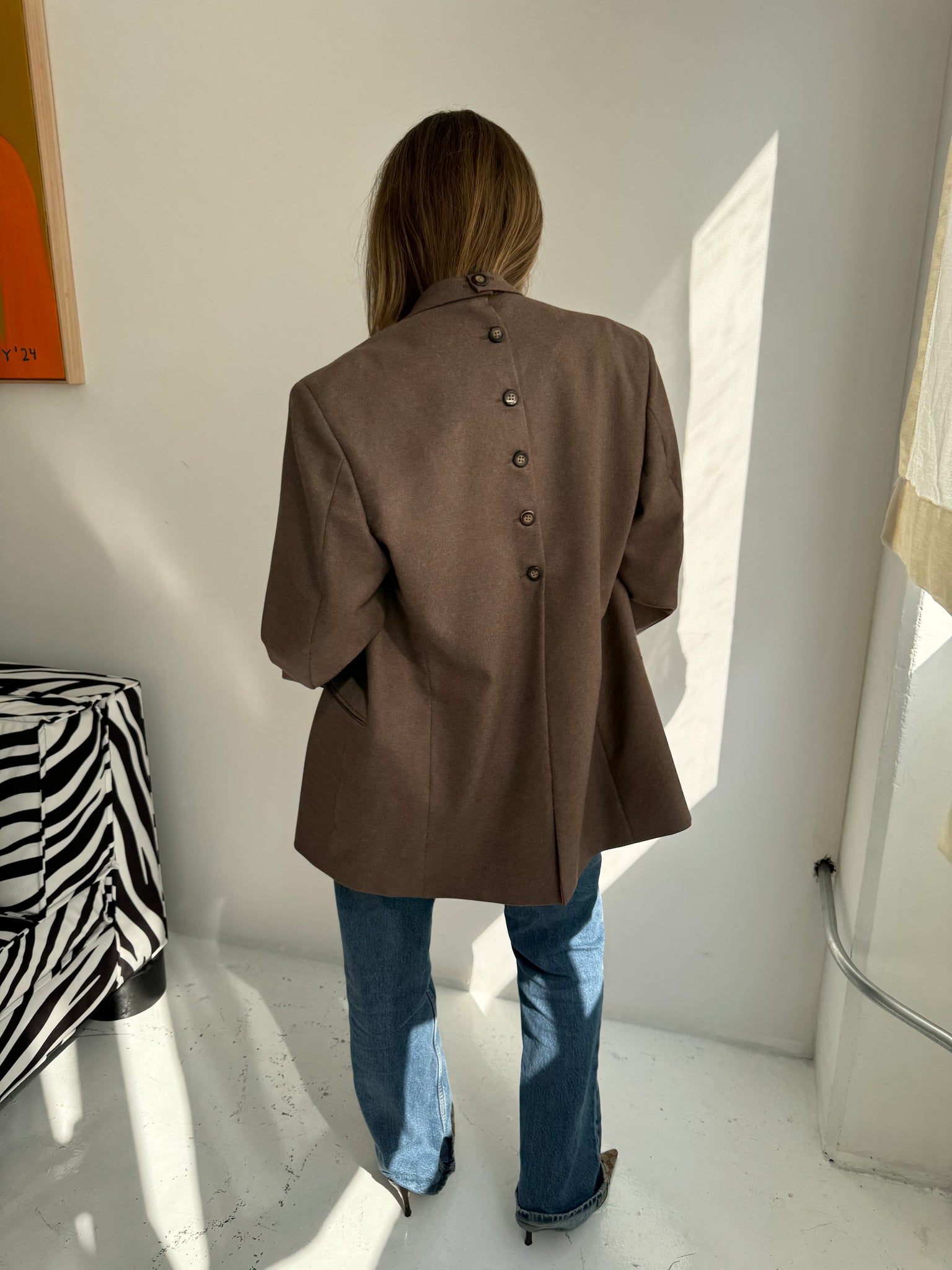 Double breasted button back blazer