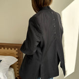 Grey pinstriped button back blazer