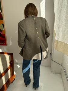 Green button back blazer