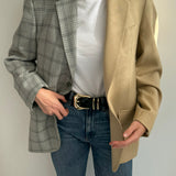 Grey checked and beige contrasted blazer