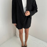 Charcoal button back suit with shorts