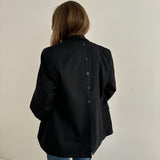 Grey pinstriped button back blazer