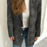 Two toned blazer in black and plaid