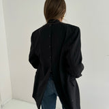 Grey pinstriped button back blazer