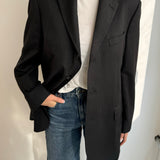 Button back blazer in dark grey