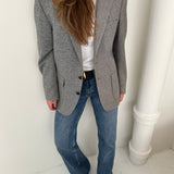 Blue and grey structured contrasted blazer