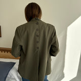 Green button back blazer