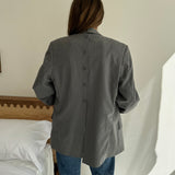 Grey pinstriped button back blazer