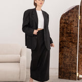 Beautiful skirt suit in black pinstriped wool