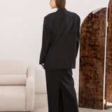 Beautiful skirt suit in black pinstriped wool