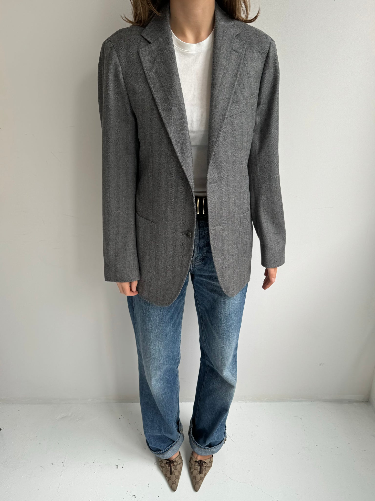 Grey herringbone blazer