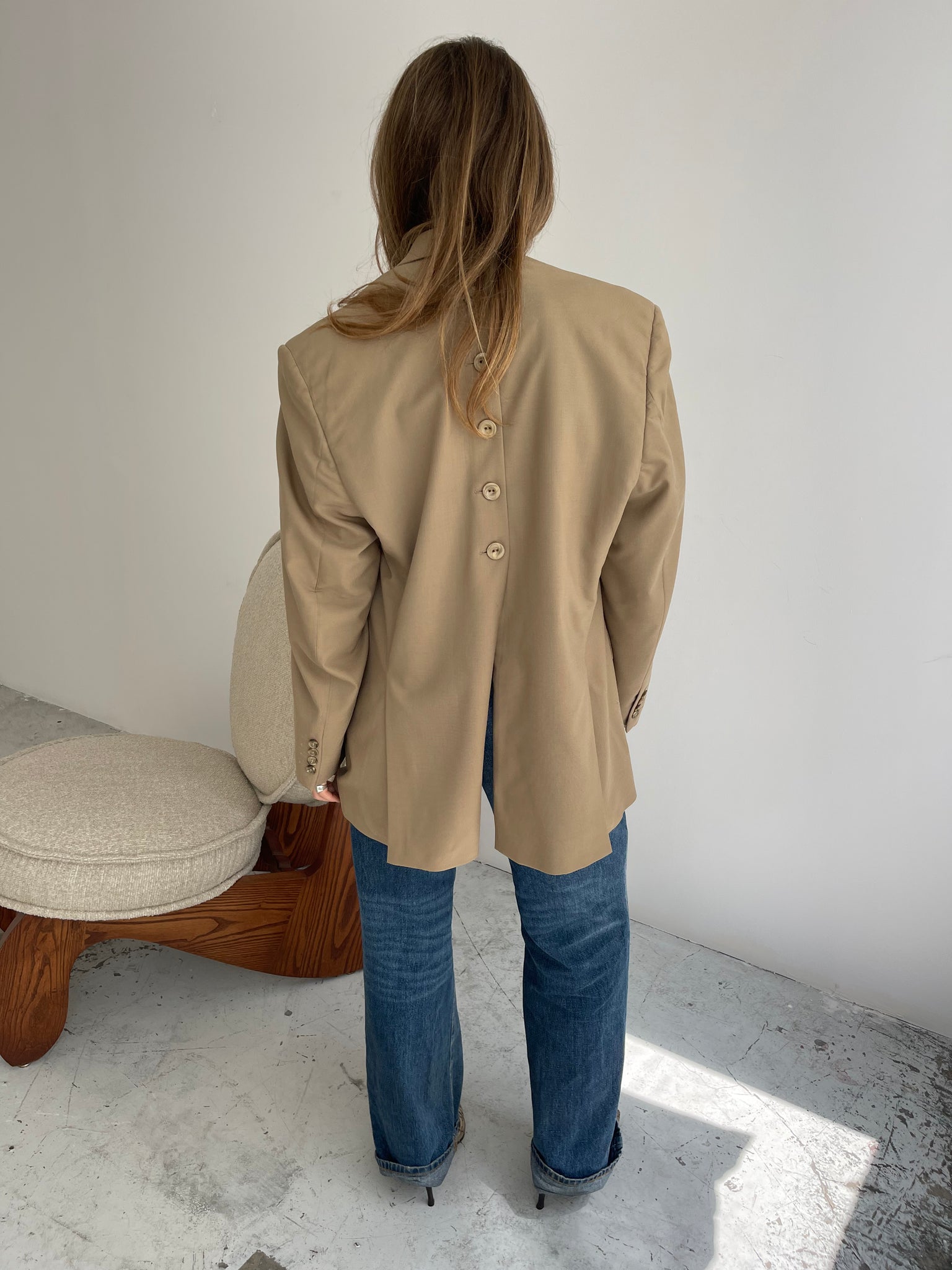 Taupe button back blazer