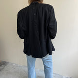 Black button back blazer