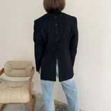 Black double breasted button back blazer