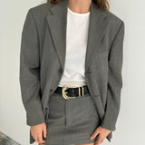 Grey mini skirt and blazer set