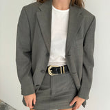 Grey mini skirt and blazer set