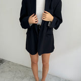 Navy mini skirt and blazer set