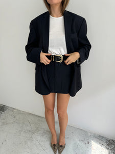 Navy mini skirt and blazer set