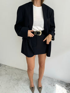 Navy mini skirt and blazer set