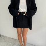 Navy mini skirt and blazer set