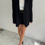 Navy mini skirt and blazer set