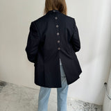 Navy pinstriped Button back blazer