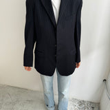 Navy pinstriped Button back blazer