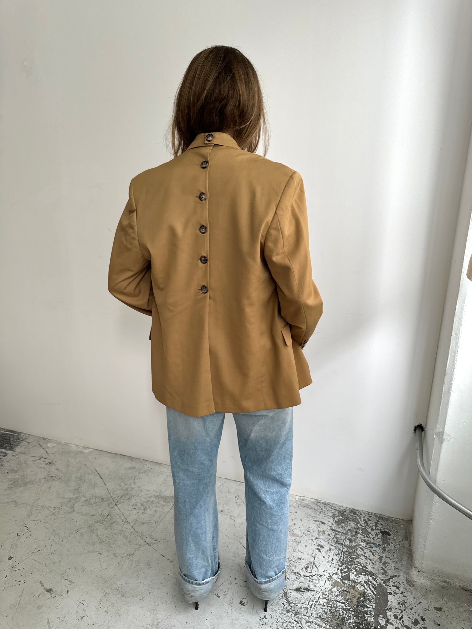 Tan button back blazer