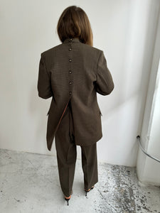 Brown button back suit