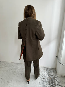 Brown button back suit